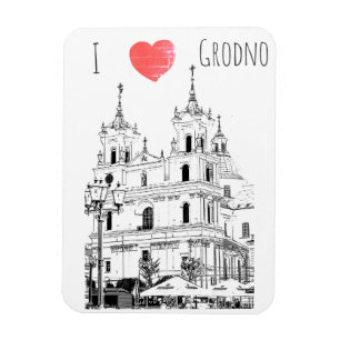 I Kärlek Grodno Belarus Architecture Sketch Magnet