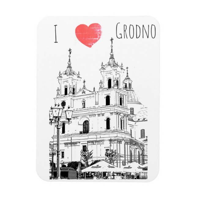 I Kärlek Grodno Belarus Architecture Sketch Magnet (Vertikal)