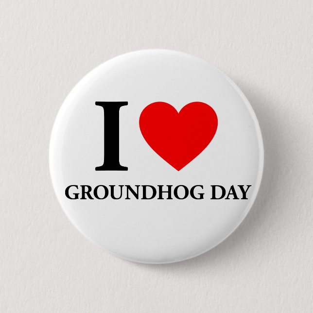 I Kärlek Groundhog Day Knapp (Framsida)