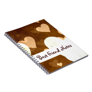 I Kärlek Grunge Light Brown Heart Mönster Anteckningsbok Med Spiral