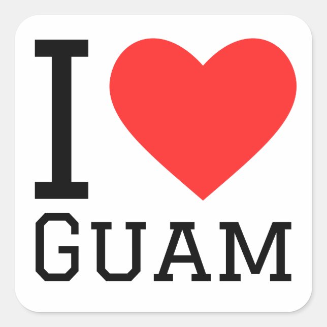 I kärlek Guam Fyrkantigt Klistermärke (Framsida)