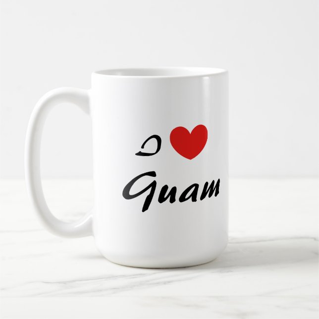 I Kärlek Guam Heart Typography Coffee Mugg (Vänster)