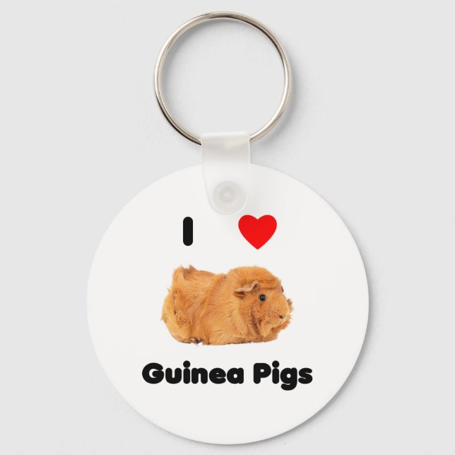 I kärlek guinea grisar Keychain Nyckelring (Framsida)