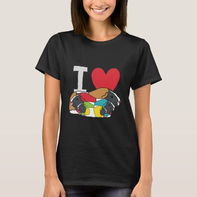 I Kärlek Guinea Grisar T Shirt (Framsida)