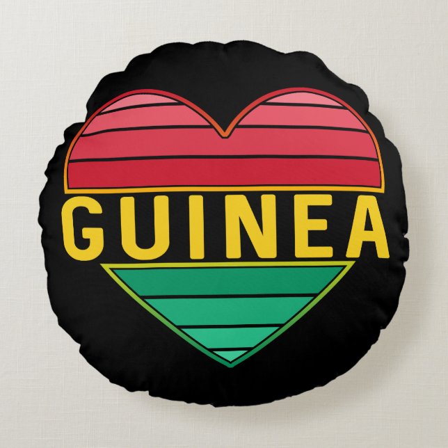 I Kärlek Guinea, Guinean Heart Rund Kudde (Framsidan)