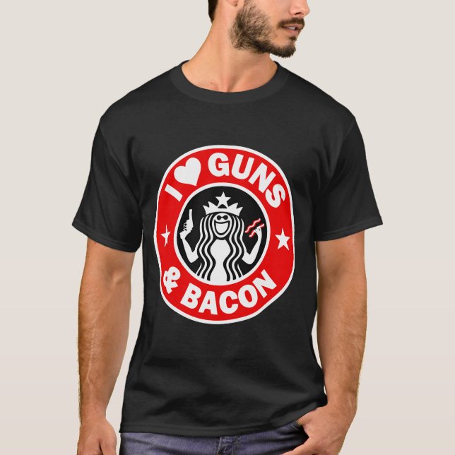 I Kärlek Guns and Bacon T Shirt (Framsida)