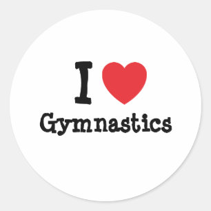 I kärlek Gymnastics anpassningsbar personlig Runt Klistermärke