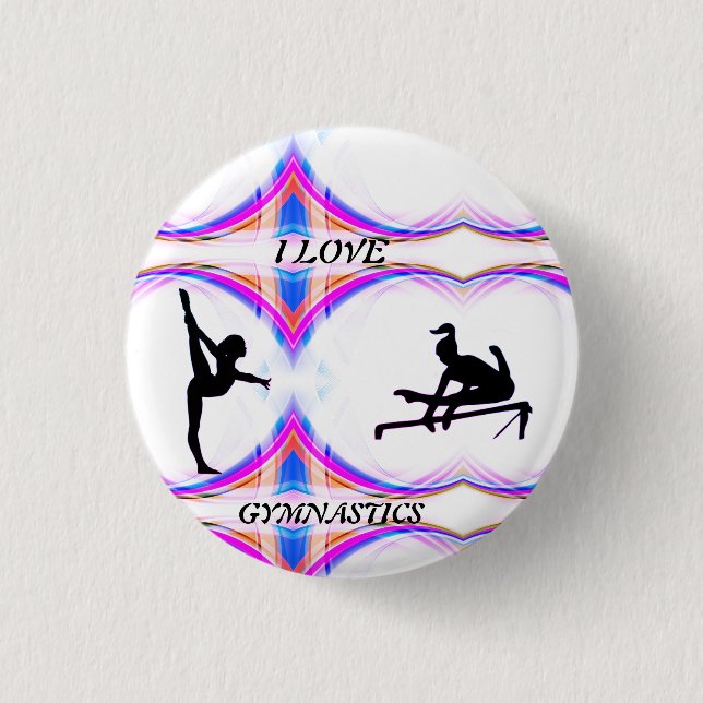 I Kärlek Gymnastics Button Knapp (Framsida)