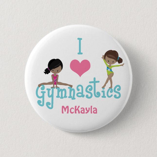 I Kärlek Gymnastics Cute African American Girl Knapp (Framsida)