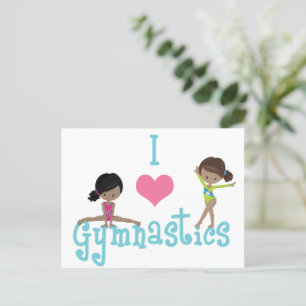 I Kärlek Gymnastics Cute African American Girl Vykort