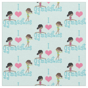 I Kärlek Gymnastics Cute African Gymnast Tyg