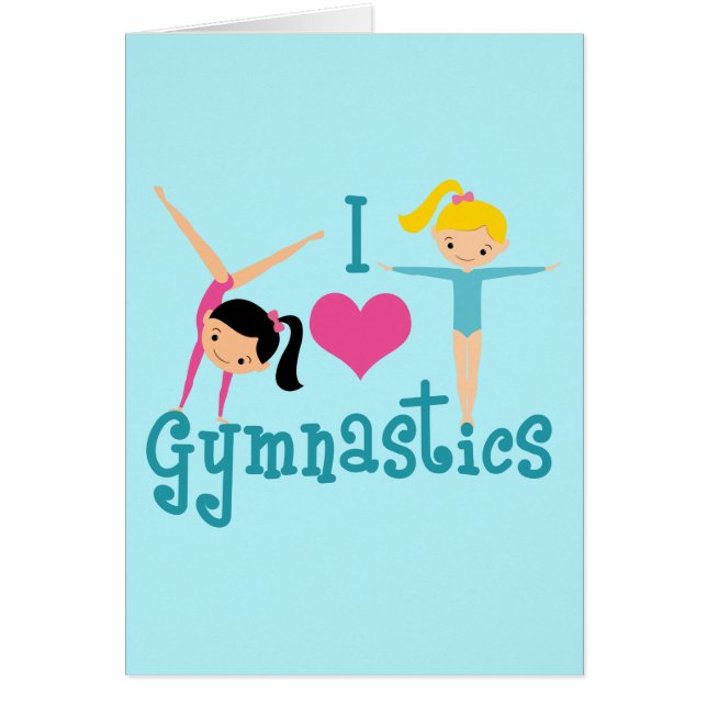 I Kärlek Gymnastics Cute Gymnast Card Hälsningskort (Framsidan)