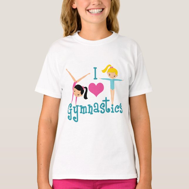 I Kärlek Gymnastics Cute Gymnast Kids T Shirt (Framsida)