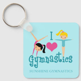 I Kärlek Gymnastics Cute Gymnast Personlig Teal Nyckelring