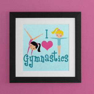 I Kärlek Gymnastics Cute Gymnast Poster