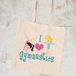 I Kärlek Gymnastics Cute Gymnast Tygkasse<br><div class="desc">I Kärlek Gymnastics. En söt gymnastik-flicka med en vacker tealtext mellan två tumlande flickor och ett vackert rosa hjärta. En söt gymnast närvarande för ett barn eller för kvinnors gymnastiktränare.</div>