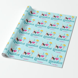 I Kärlek Gymnastics Cute Personlig Gymnast Presentpapper