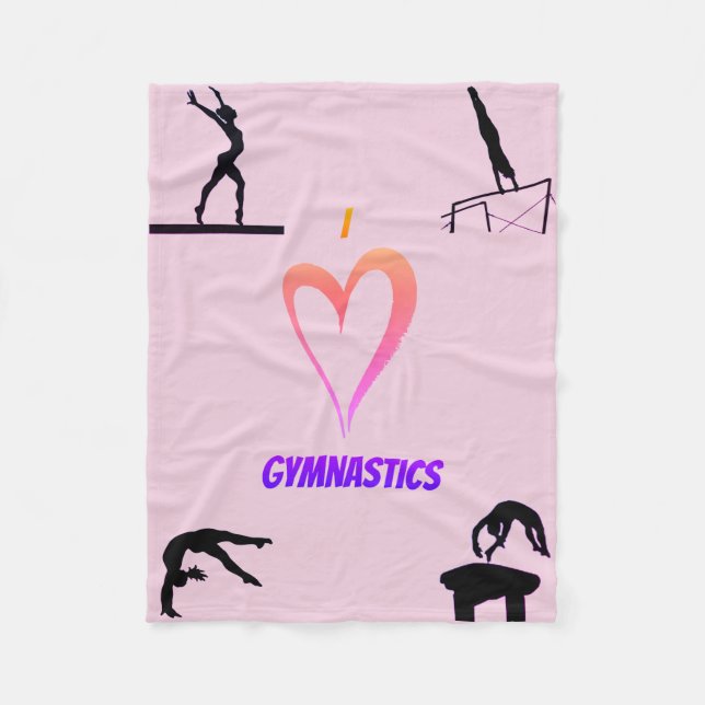 I Kärlek Gymnastics Girls Fleece Blanket (Framsidan)
