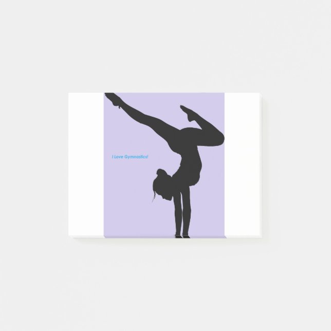 I Kärlek Gymnastics- Gymnast with Lilac Background Post-it Block (Framsida)