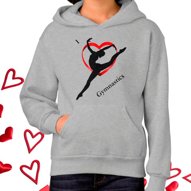 I Kärlek Gymnastics Heart Hoodie for Girls T Shirt (Skapare uppladdad)