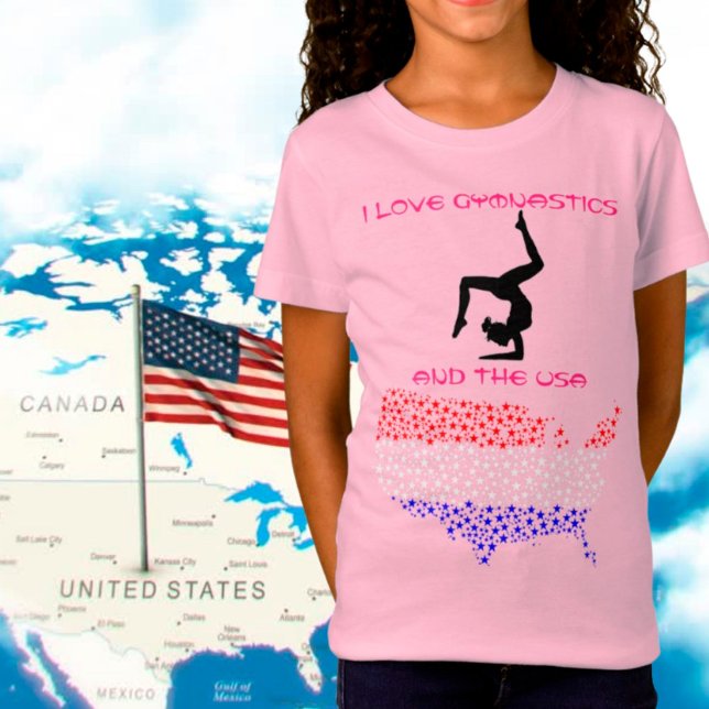 I Kärlek Gymnastics och USA T-Shirt (Skapare uppladdad)