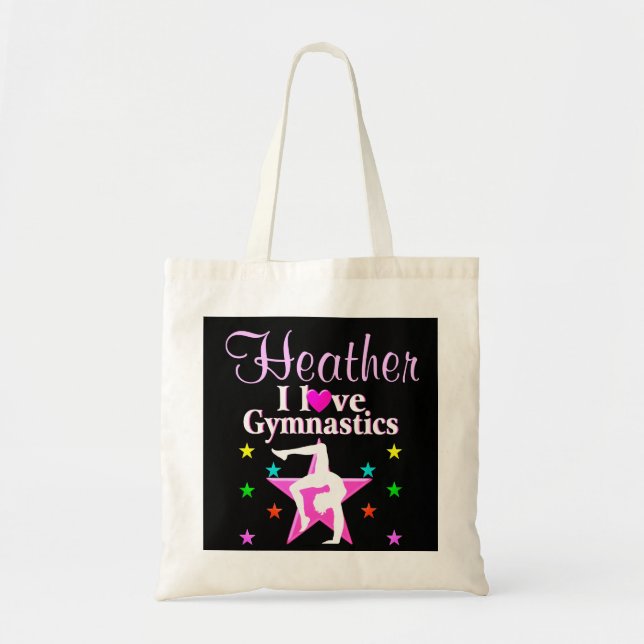 I KÄRLEK GYMNASTICS PERSONLIG ROSA STAR TOTE BAG TYGKASSE (Framsidan)
