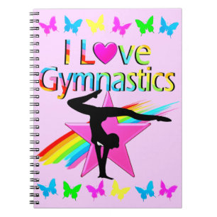 I KÄRLEK GYMNASTICS RAINBOW GYMNAST GIRL DESIGN ANTECKNINGSBOK MED SPIRAL