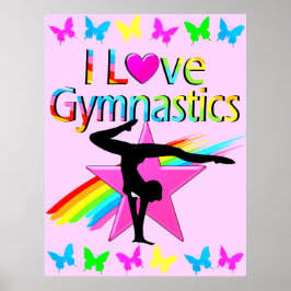 I KÄRLEK GYMNASTICS RAINBOW GYMNAST GIRL DESIGN POSTER