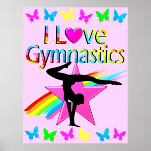 I KÄRLEK GYMNASTICS RAINBOW GYMNAST GIRL DESIGN POSTER