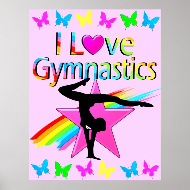 I KÄRLEK GYMNASTICS RAINBOW GYMNAST GIRL DESIGN POSTER (Framsidan)
