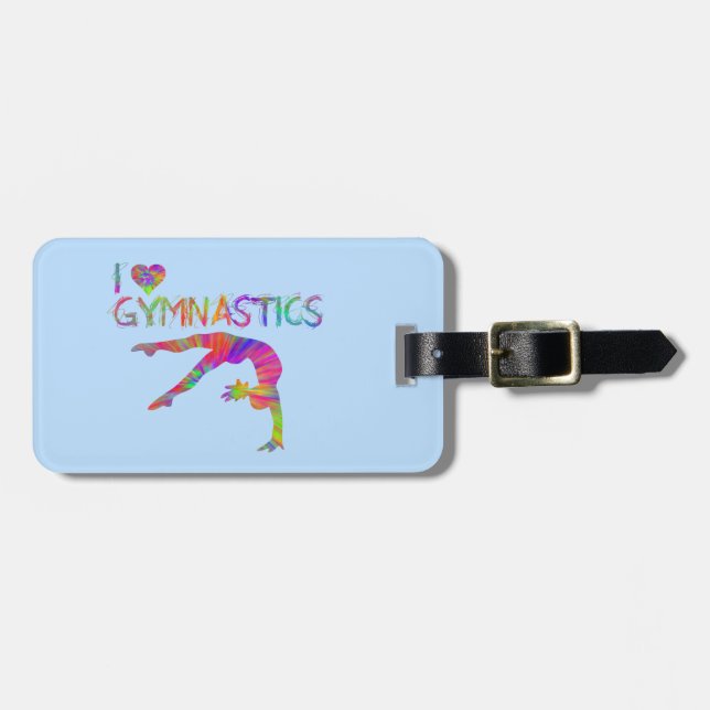 I Kärlek Gymnastics Tie Dye Shirts Bags Stickers o Bagagebricka (Horisontell Framsida)