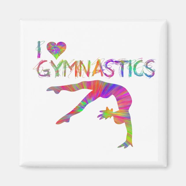 I Kärlek Gymnastics Tie Dye Shirts Bags Stickers o Magnet (Framsidan)