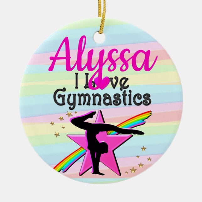 I KÄRLEK GYMNASTICS TOPPEN STAR DESIGN JULGRANSPRYDNAD KERAMIK (Framsidan)