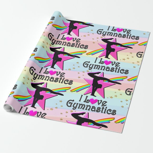 I KÄRLEK GYMNASTICS TUMBLING QUEEN DESIGN PRESENTPAPPER (Utrullad)