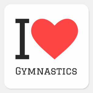 I kärlek gymnastik fyrkantigt klistermärke