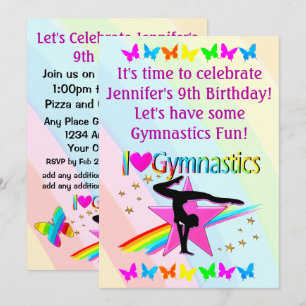 I KÄRLEK-GYMNASTISK BIRTHDATAINBJUDAN INBJUDNINGAR