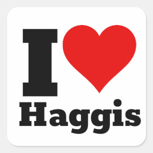 I Kärlek Haggis Square Sticker Fyrkantigt Klistermärke