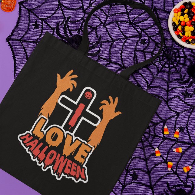 I Kärlek Halloween Creepy Zombie Händer Tote Bag Tygkasse (Skapare uppladdad)