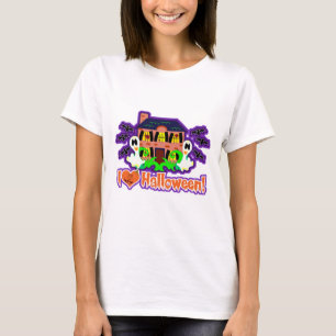 I Kärlek Halloween Haunted House Epic Illustration Tee