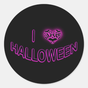 I Kärlek Halloween-Lila (Kärlek Heart) Runt Klistermärke