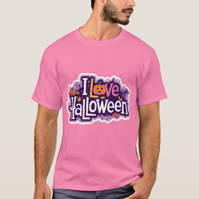I Kärlek Halloween Manar Rosa T-Shirt (Framsida)