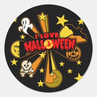 I Kärlek Halloween med Cute Art Runt Klistermärke