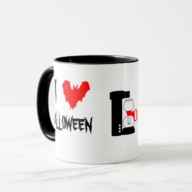 I Kärlek Halloween och Black Coffee anpassade Mugg (Framsida vänster)