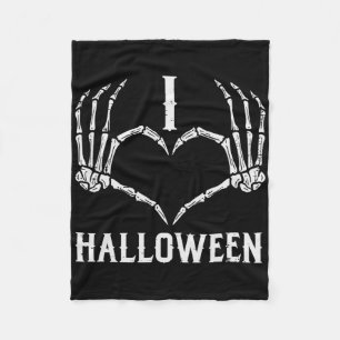I Kärlek Halloween Skeleton Händer Heart Cute Wome Fleecefilt