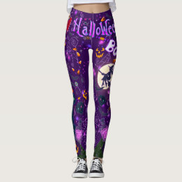 I Kärlek Halloween Spooky Witch Lila Leggings