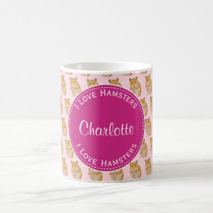 I kärlek Hamsters Rosa Hamster Mönster Kaffemugg