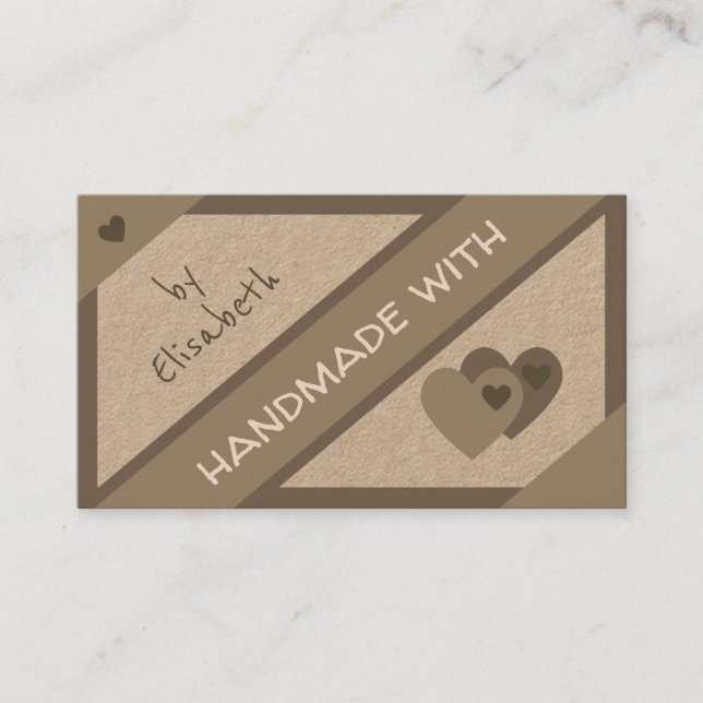 I Kärlek handgjord med hearts Classic Brown Färg Visitkort (Framsida)