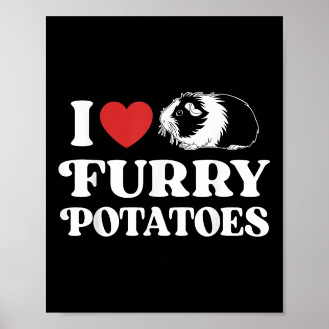I Kärlek Hårig Potatis Funny Guinea Gris Heart Des Poster (Framsidan)
