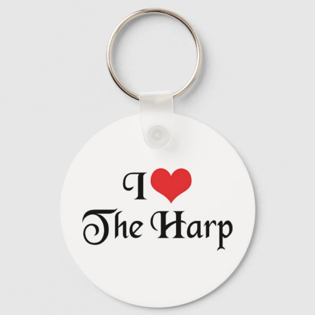 I Kärlek Harp Keychain Nyckelring (Framsida)