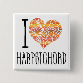 I Kärlek Harpsichord Orange Mandala Heart Knapp